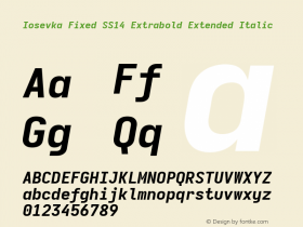 Iosevka Fixed SS14 Extrabold Extended Italic Version 5.0.8; ttfautohint (v1.8.3) Font Sample