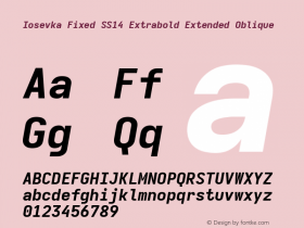 Iosevka Fixed SS14 Extrabold Extended Oblique Version 5.0.8; ttfautohint (v1.8.3) Font Sample