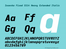 Iosevka Fixed SS14 Heavy Extended Italic Version 5.0.8; ttfautohint (v1.8.3) Font Sample