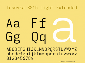 Iosevka SS15 Light Extended Version 5.0.8; ttfautohint (v1.8.3) Font Sample