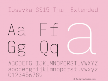 Iosevka SS15 Thin Extended Version 5.0.8; ttfautohint (v1.8.3) Font Sample