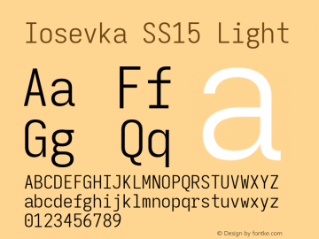 Iosevka SS15 Light Version 5.0.8; ttfautohint (v1.8.3) Font Sample
