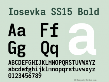 Iosevka SS15 Bold Version 5.0.8; ttfautohint (v1.8.3) Font Sample