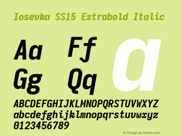 Iosevka SS15 Extrabold Italic Version 5.0.8; ttfautohint (v1.8.3) Font Sample