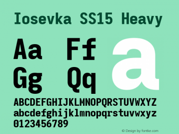 Iosevka SS15 Heavy Version 5.0.8; ttfautohint (v1.8.3) Font Sample