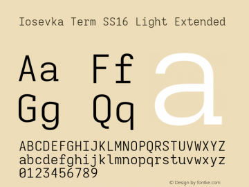 Iosevka Term SS16 Light Extended Version 5.0.8; ttfautohint (v1.8.3)图片样张