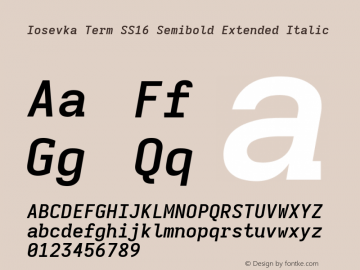 Iosevka Term SS16 Semibold Extended Italic Version 5.0.8; ttfautohint (v1.8.3)图片样张
