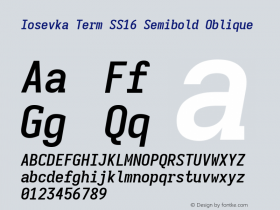 Iosevka Term SS16 Semibold Oblique Version 5.0.8; ttfautohint (v1.8.3) Font Sample