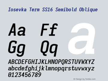 Iosevka Term SS16 Semibold Oblique Version 5.0.8; ttfautohint (v1.8.3)图片样张