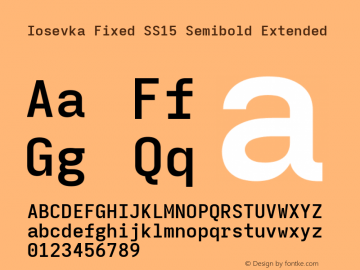 Iosevka Fixed SS15 Semibold Extended Version 5.0.8; ttfautohint (v1.8.3) Font Sample