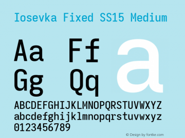 Iosevka Fixed SS15 Medium Version 5.0.8; ttfautohint (v1.8.3) Font Sample