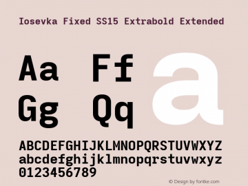 Iosevka Fixed SS15 Extrabold Extended Version 5.0.8; ttfautohint (v1.8.3) Font Sample