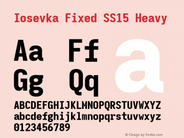 Iosevka Fixed SS15 Heavy Version 5.0.8; ttfautohint (v1.8.3) Font Sample