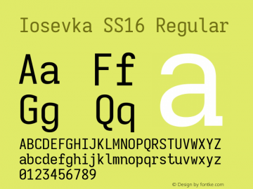 Iosevka SS16 Version 5.0.8; ttfautohint (v1.8.3) Font Sample