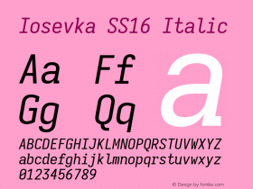 Iosevka SS16 Italic Version 5.0.8; ttfautohint (v1.8.3)图片样张