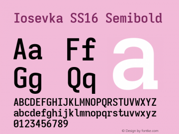 Iosevka SS16 Semibold Version 5.0.8; ttfautohint (v1.8.3) Font Sample