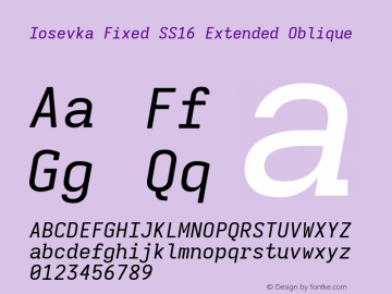 Iosevka Fixed SS16 Extended Oblique Version 5.0.8; ttfautohint (v1.8.3)图片样张