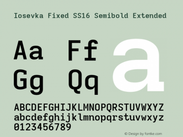 Iosevka Fixed SS16 Semibold Extended Version 5.0.8; ttfautohint (v1.8.3)图片样张