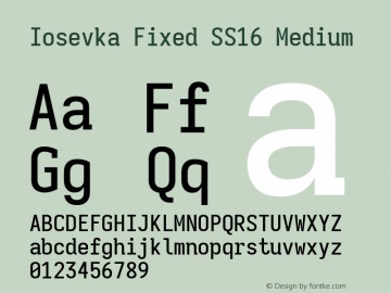 Iosevka Fixed SS16 Medium Version 5.0.8; ttfautohint (v1.8.3)图片样张
