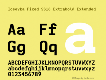 Iosevka Fixed SS16 Extrabold Extended Version 5.0.8; ttfautohint (v1.8.3)图片样张