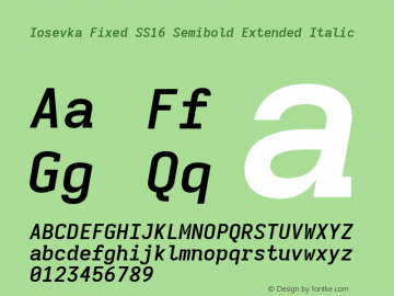 Iosevka Fixed SS16 Semibold Extended Italic Version 5.0.8; ttfautohint (v1.8.3)图片样张