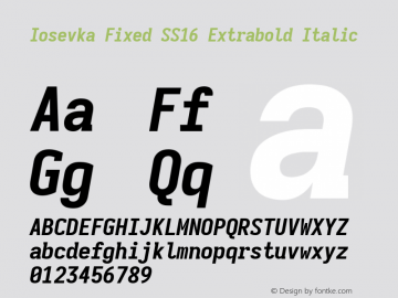Iosevka Fixed SS16 Extrabold Italic Version 5.0.8; ttfautohint (v1.8.3)图片样张