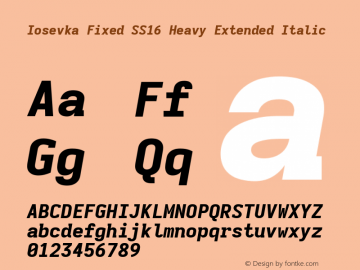 Iosevka Fixed SS16 Heavy Extended Italic Version 5.0.8; ttfautohint (v1.8.3)图片样张