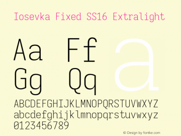 Iosevka Fixed SS16 Extralight Version 5.0.8; ttfautohint (v1.8.3)图片样张