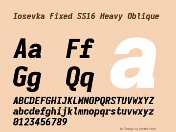 Iosevka Fixed SS16 Heavy Oblique Version 5.0.8; ttfautohint (v1.8.3)图片样张