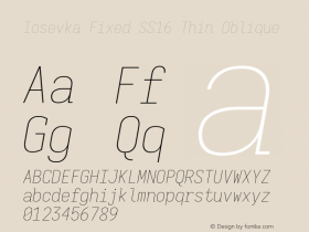 Iosevka Fixed SS16 Thin Oblique Version 5.0.8; ttfautohint (v1.8.3)图片样张