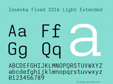 Iosevka Fixed SS16 Light Extended Version 5.0.8; ttfautohint (v1.8.3)图片样张