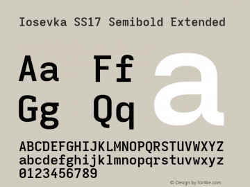 Iosevka SS17 Semibold Extended Version 5.0.8; ttfautohint (v1.8.3) Font Sample