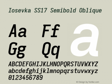 Iosevka SS17 Semibold Oblique Version 5.0.8; ttfautohint (v1.8.3) Font Sample