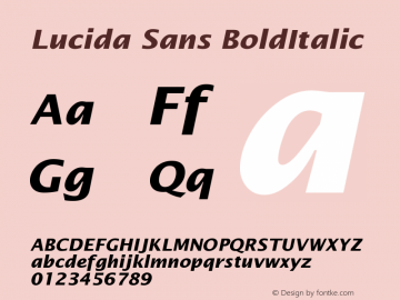 Lucida Sans BoldItalic Version 001.001 Font Sample