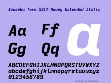 Iosevka Term SS17 Heavy Extended Italic Version 5.0.8; ttfautohint (v1.8.3) Font Sample