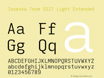 Iosevka Term SS17 Light Extended Version 5.0.8; ttfautohint (v1.8.3) Font Sample