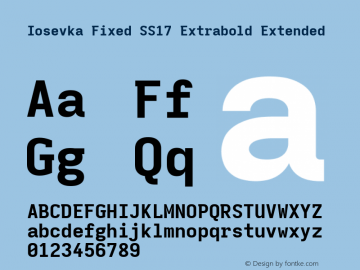 Iosevka Fixed SS17 Extrabold Extended Version 5.0.8; ttfautohint (v1.8.3)图片样张