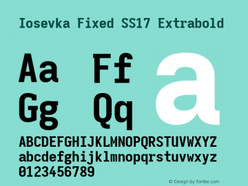 Iosevka Fixed SS17 Extrabold Version 5.0.8; ttfautohint (v1.8.3)图片样张