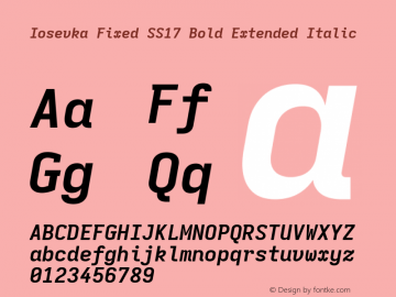 Iosevka Fixed SS17 Bold Extended Italic Version 5.0.8; ttfautohint (v1.8.3)图片样张