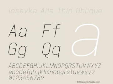 Iosevka Aile Thin Oblique Version 5.0.8; ttfautohint (v1.8.3) Font Sample