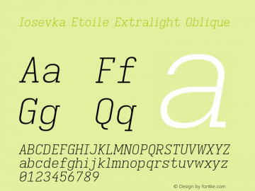 Iosevka Etoile Extralight Oblique Version 5.0.8; ttfautohint (v1.8.3)图片样张