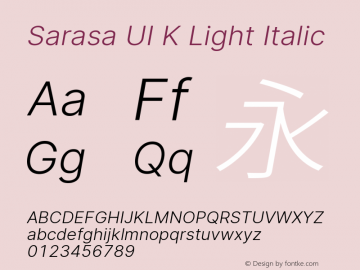 Sarasa UI K Light Italic Version 0.18.4 Font Sample