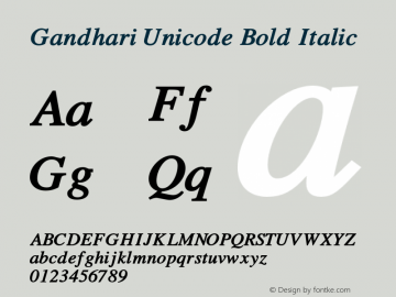 Gandhari Unicode Bold Italic OTF 5.100;PS 005.010;Core 1.0.29 Font Sample