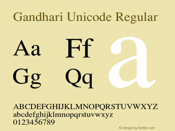 Gandhari Unicode Regular OTF 5.120;PS 005.012;Core 1.0.29图片样张