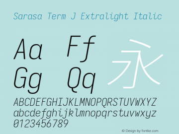 Sarasa Term J Xlight Italic  Font Sample