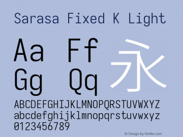 Sarasa Fixed K Light Version 0.18.7 Font Sample