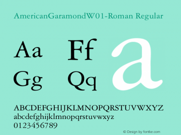 American Garamond W01 Roman Version 1.00图片样张