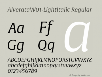 Alverata W01 Light Italic Version 1.10图片样张