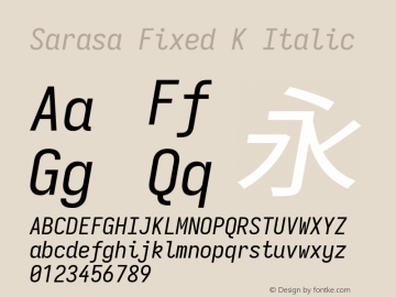 Sarasa Fixed K Italic Version 0.18.7 Font Sample