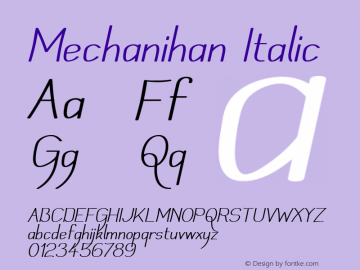 Mechanihan Italic 1.0 Font Sample